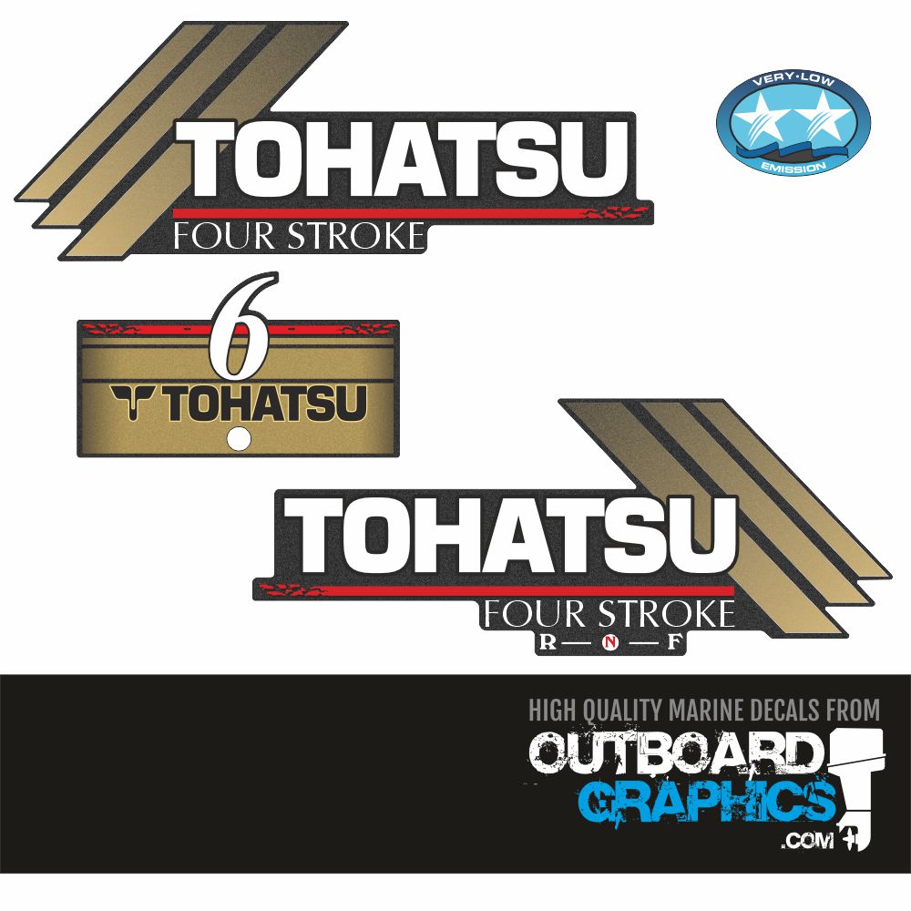 Tohatsu 6hp 4 stroke (2006) outboard engine decals/sticker kit ...