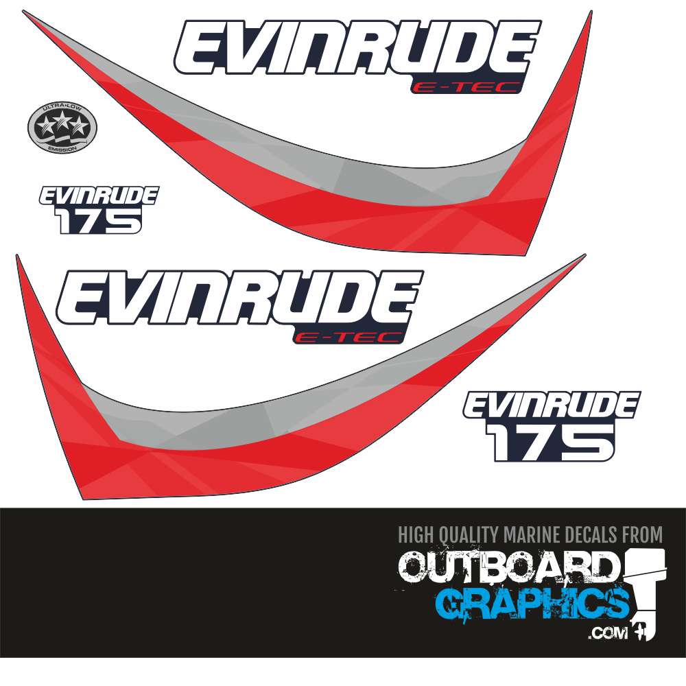 Vintage 2010 Evinrude 250hp E-Tec 100th Anniversary Outboard Engine Decal Stickers