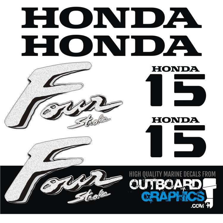 Honda 15hp 4 stroke outboard engine decals/sticker kit– Outboard Graphics