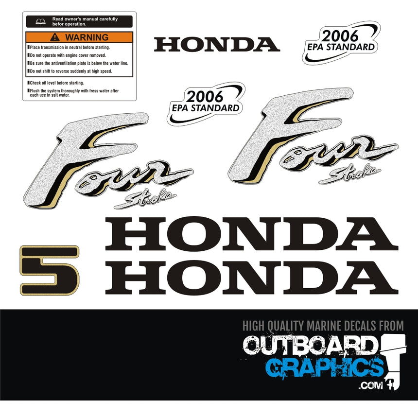 Honda 5hp 4 stroke outboard engine decals/sticker kit– Outboard Graphics