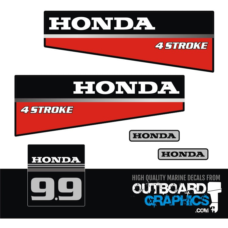 Honda 9.9hp 4 stroke (early 90's) outboard engine decals/sticker kit ...