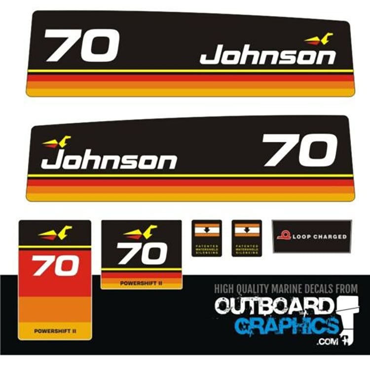 Johnson 70hp outboard engine decals/sticker kit– Outboard Graphics