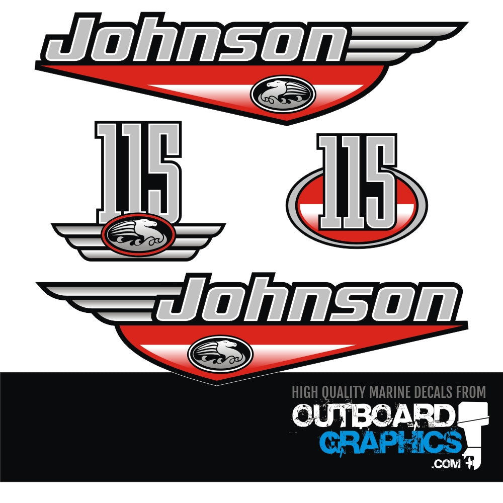 Johnson 115hp two stroke outboard engine decals/sticker kit– Outboard ...