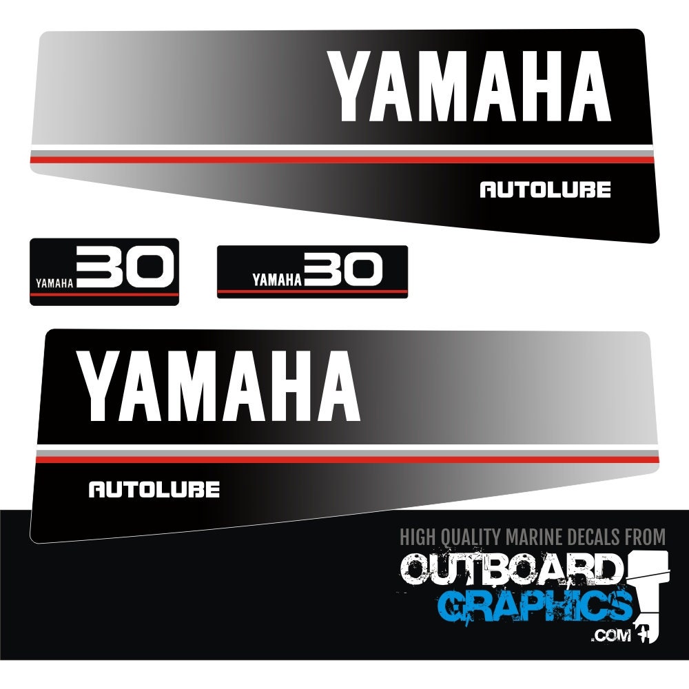 Yamaha 30hp autolube outboard engine decals/sticker kit – black ...