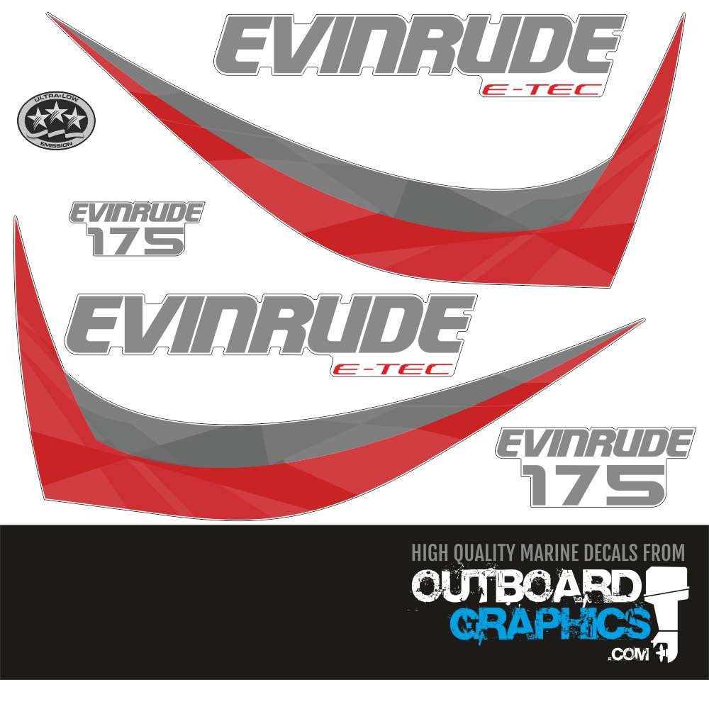 Evinrude 175hp ETEC / E-TEC outboard engine decals - 2015 60º small bl ...