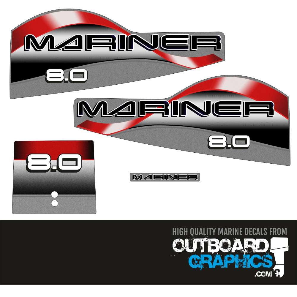 Mariner 8hp 2 stroke outboard decals/sticker kit– Outboard Graphics