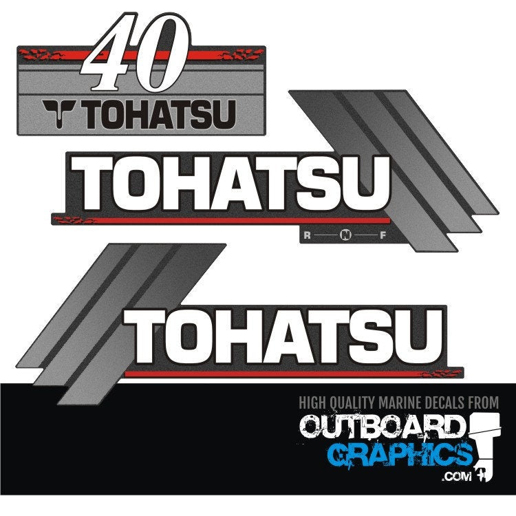 Tohatsu 40hp automixing outboard engine decals/sticker kit– Outboard ...