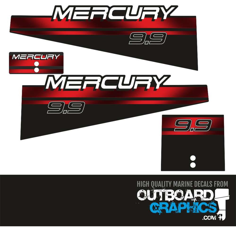 Mercury 9.9hp two stroke outboard decals/sticker kit (1996)– Outboard ...