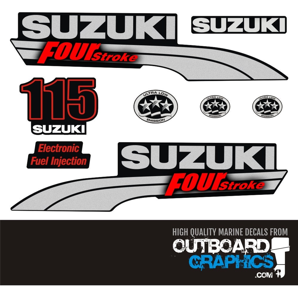Suzuki DF115 115hp four stroke outboard engine decals/sticker kit ...