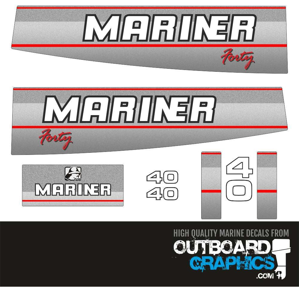 Mariner 40hp 2 stroke outboard decals/sticker kit (early 90's ...