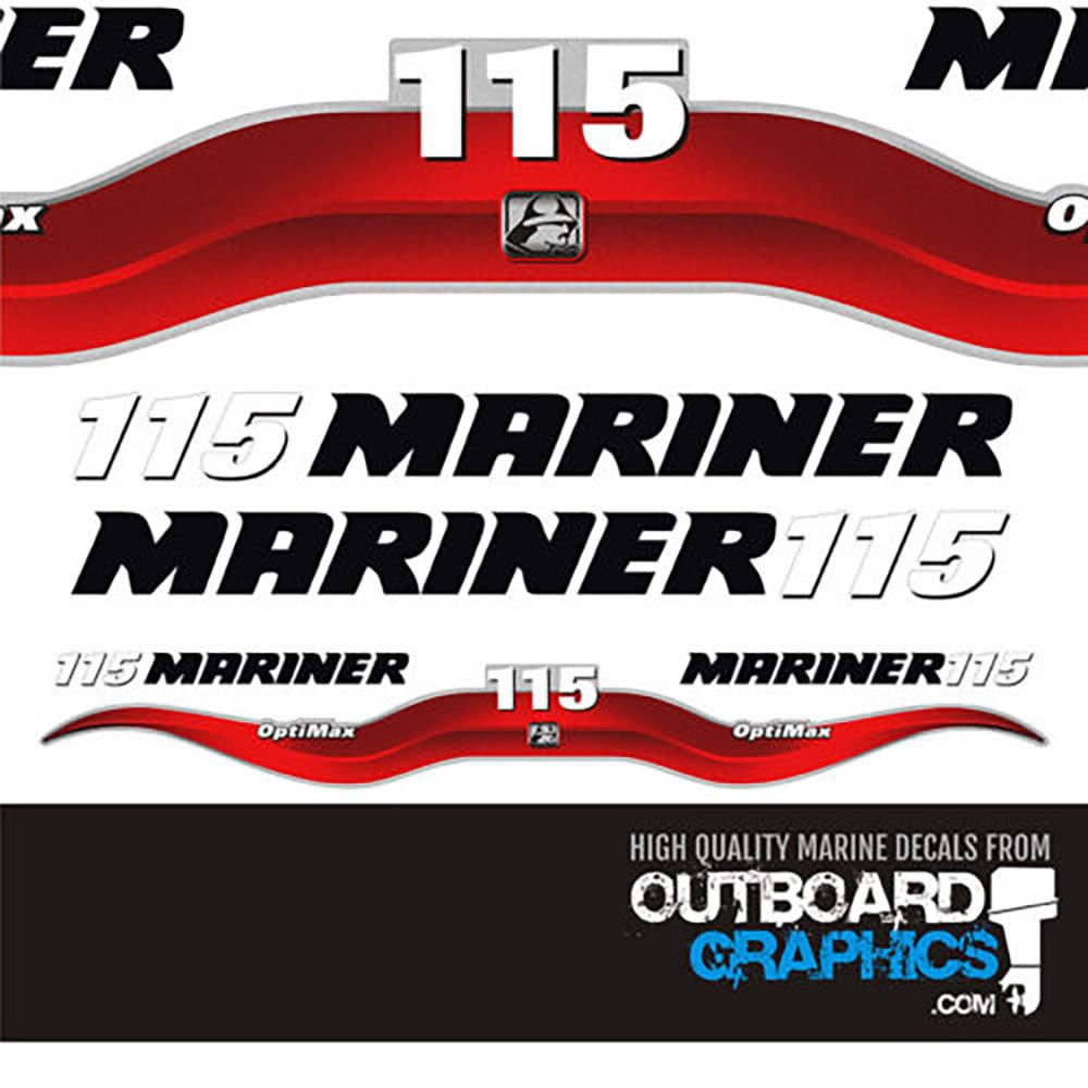 Mariner 115hp Optimax outboard decals/sticker kit– Outboard Graphics