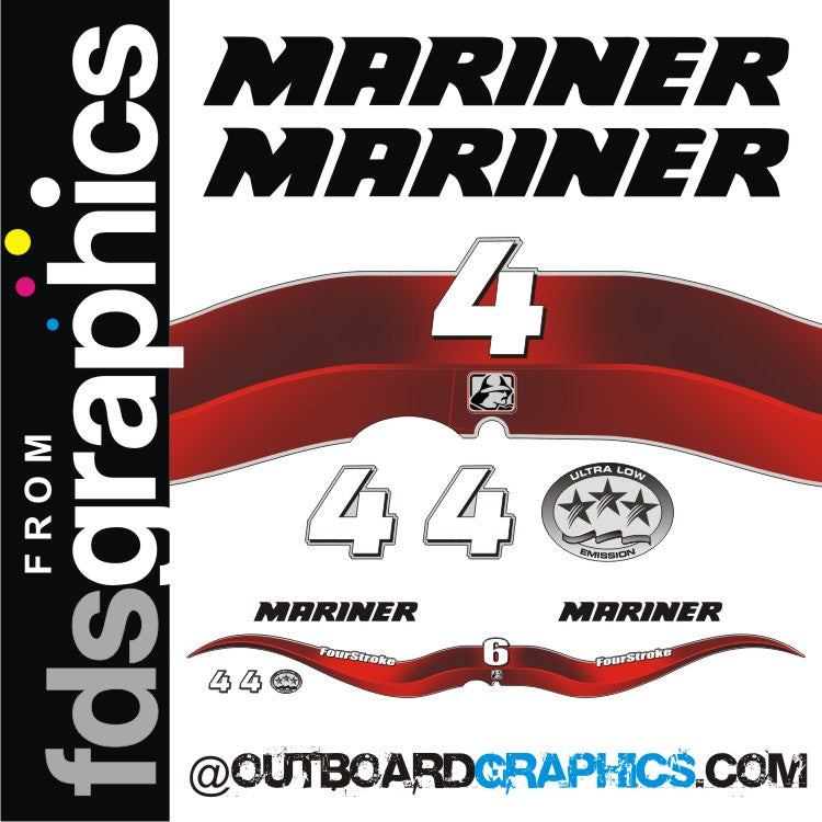 Mariner 4hp 4 stroke outboard decals/sticker kit with EPA decal ...