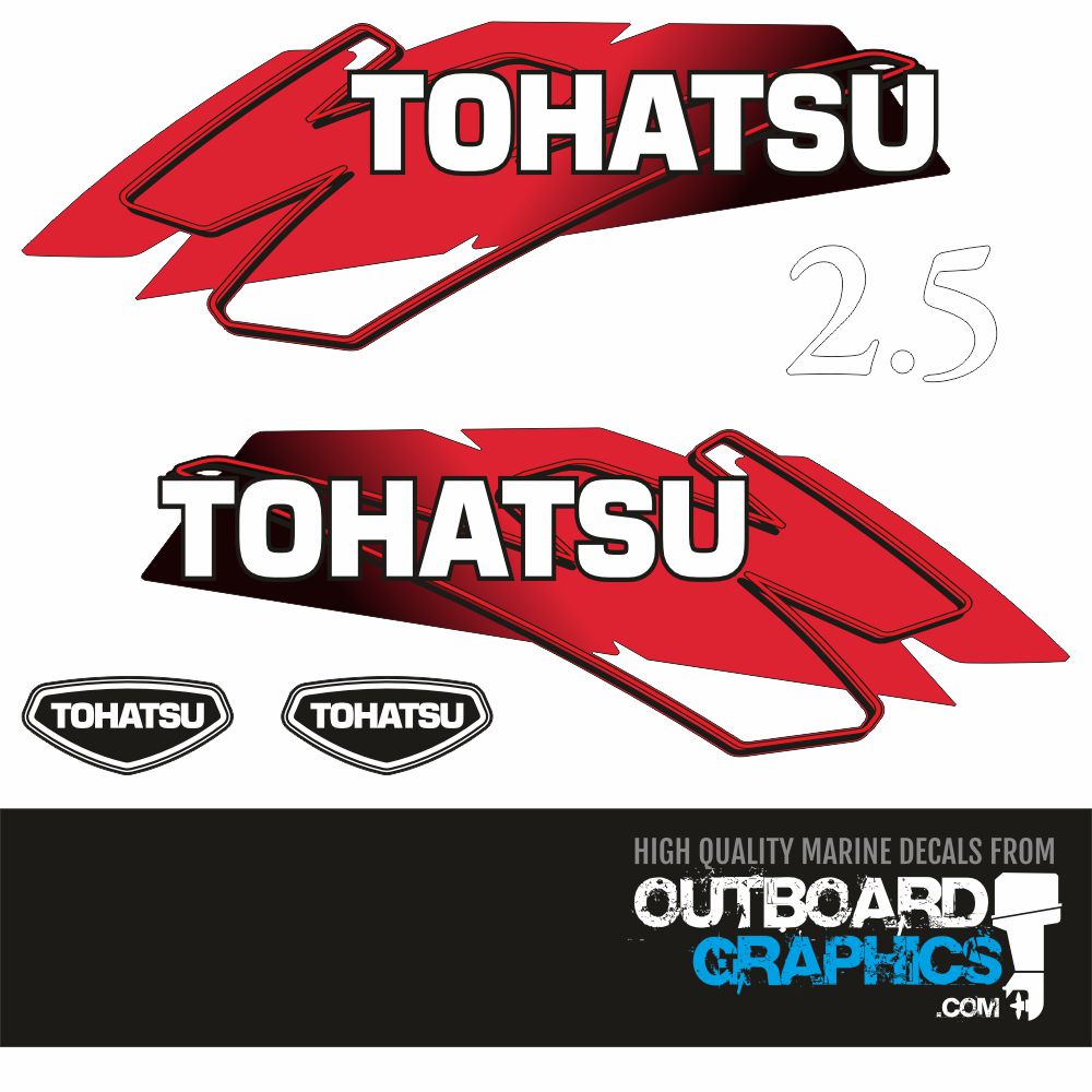 Tohatsu 2.5hp 2 stroke (2006) outboard engine decals/sticker kit ...