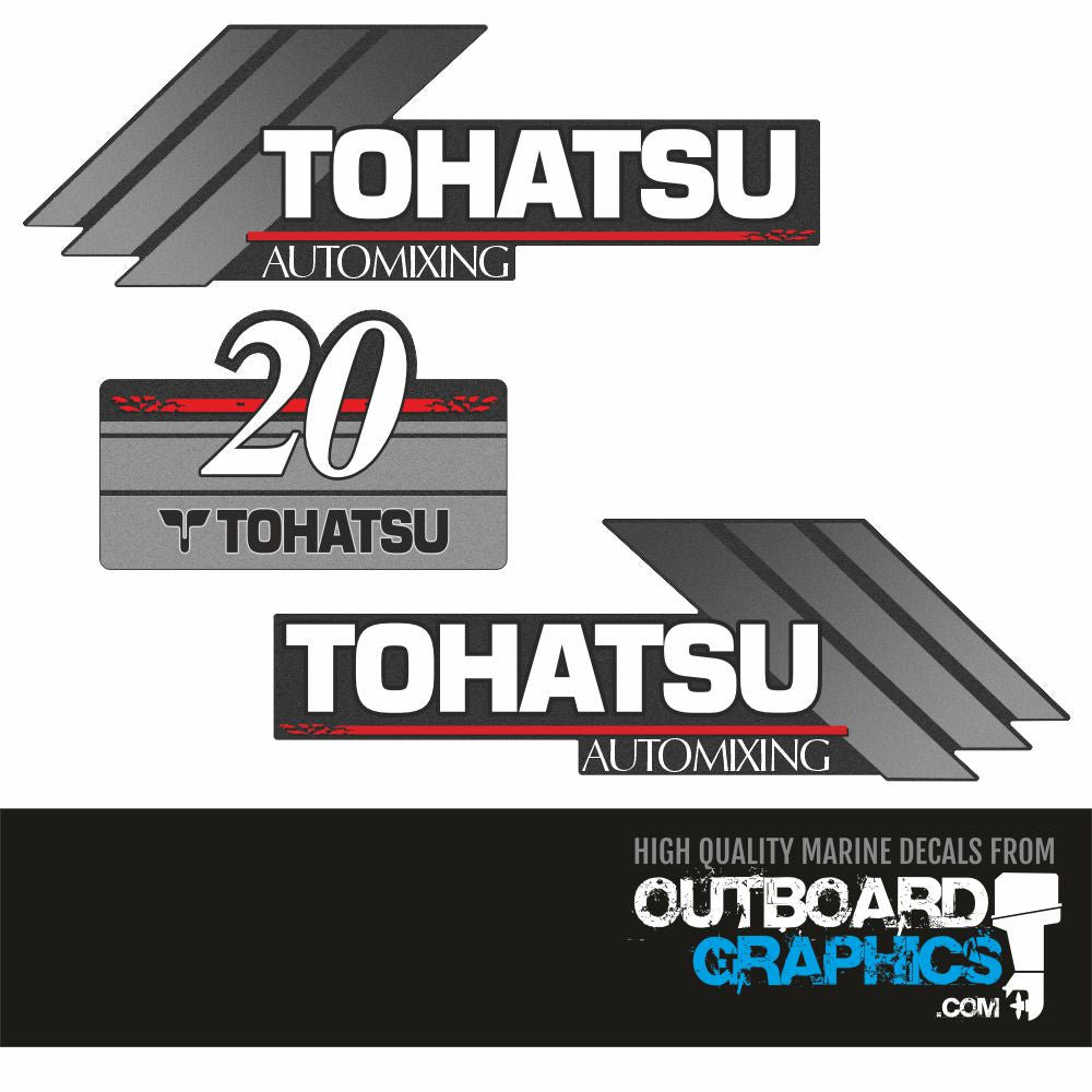 Tohatsu 20hp automixing outboard engine decals/sticker kit– Outboard ...