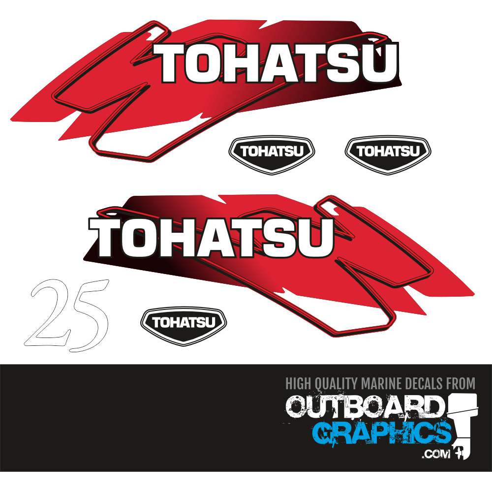 Tohatsu 25hp 2 stroke outboard engine decals/sticker kit– Outboard Graphics